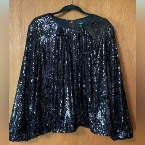 Simply Vera Vera Wang Black Sequin Bubble Hem Top